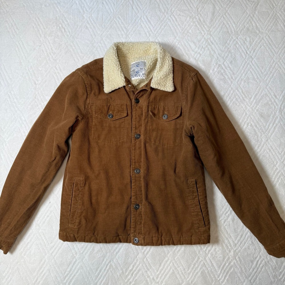 Western Workwear Cold Culture Brown Corduroy Sherpa Trucker Jacket Small